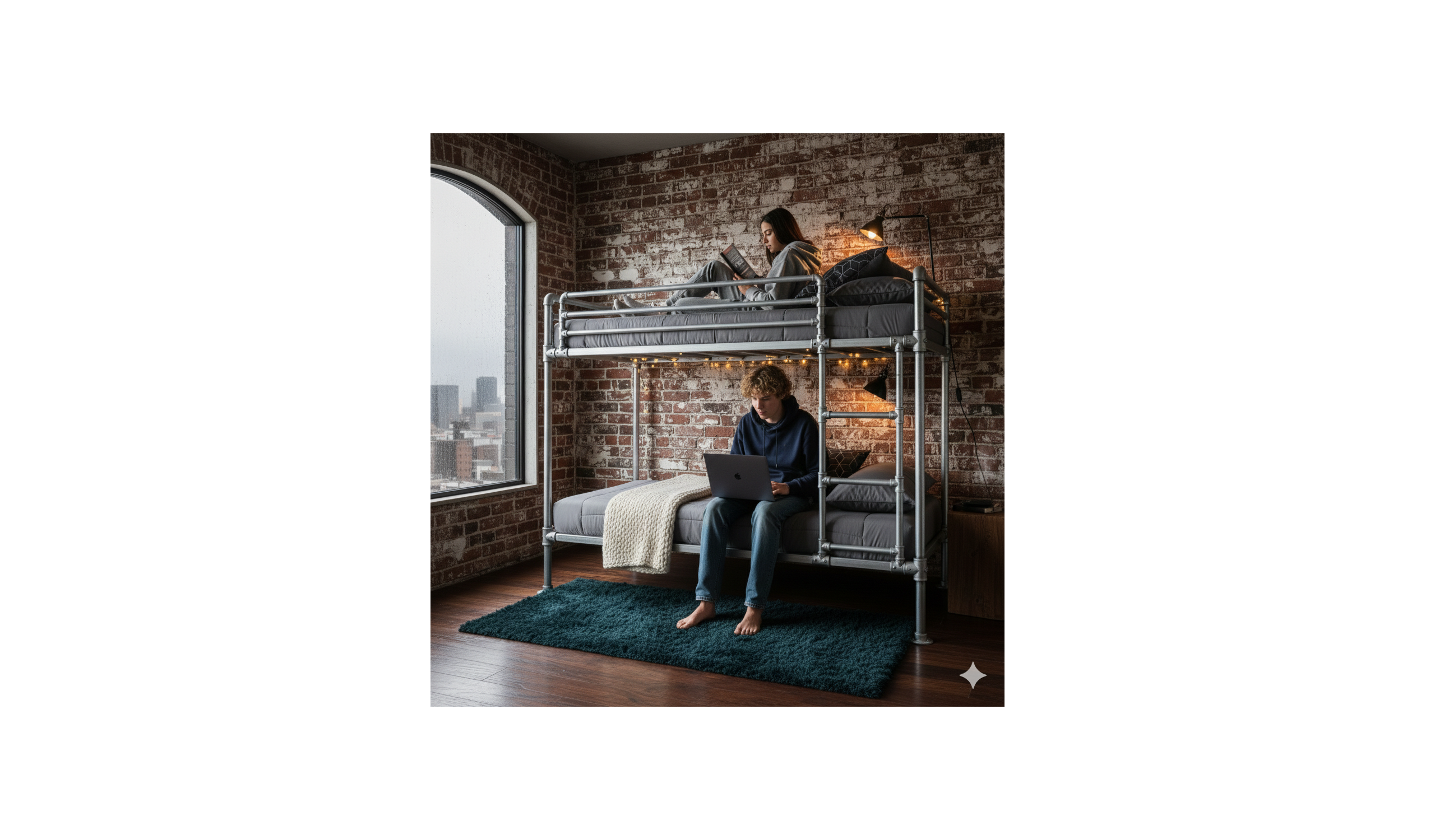 Hjemmebygget seng i galvaniseret r�r clamps