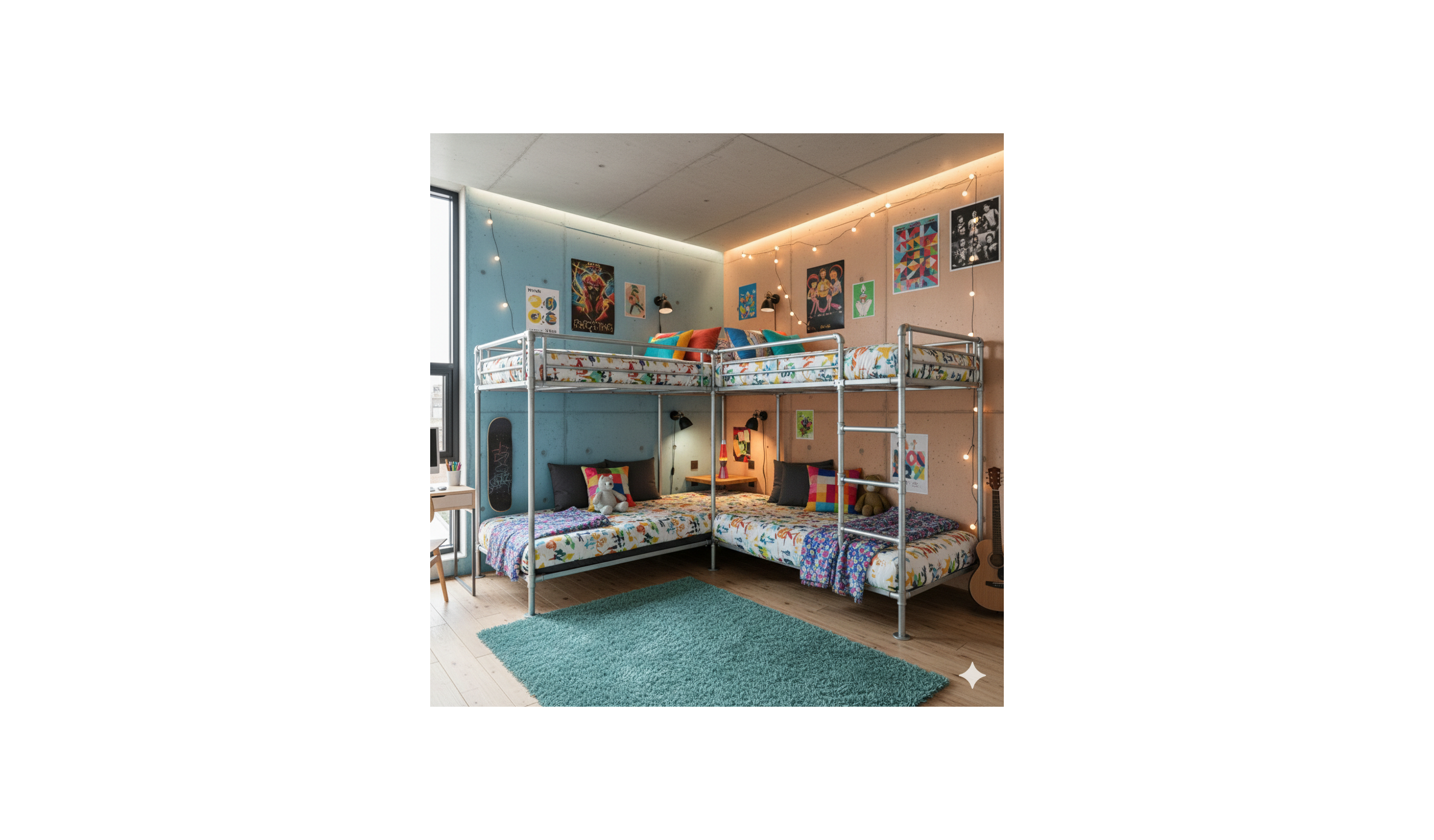 Smart og r� seng med clamps