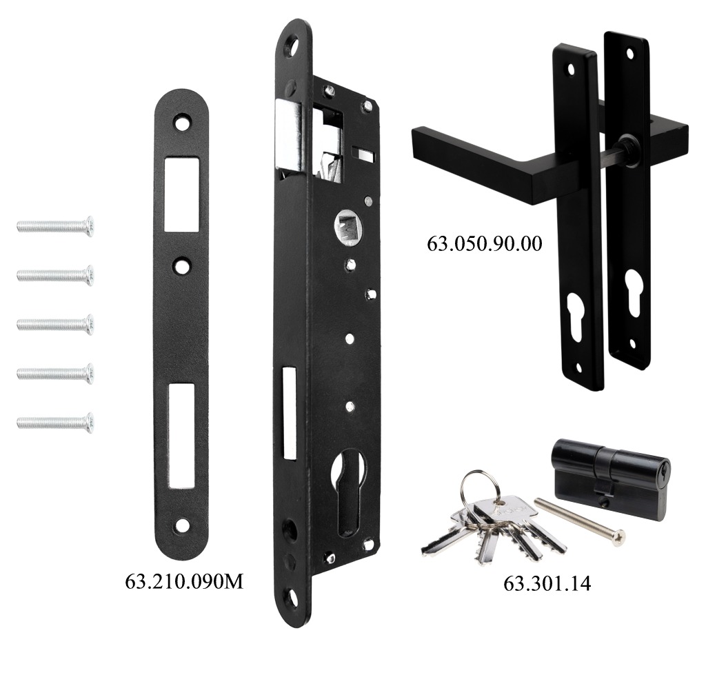 Låsekasse kit / sæt i sort til havelåge