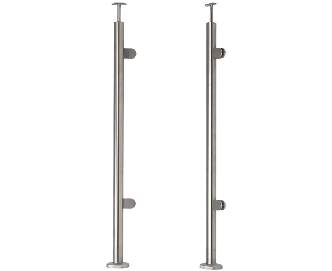 Rustfri stål Sidestolpe med glasbeslag Topmontering