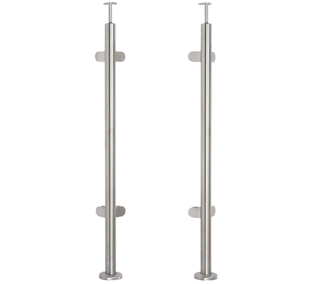 Rustfri stål Hjørne stolpe med glasbeslag Topmontering