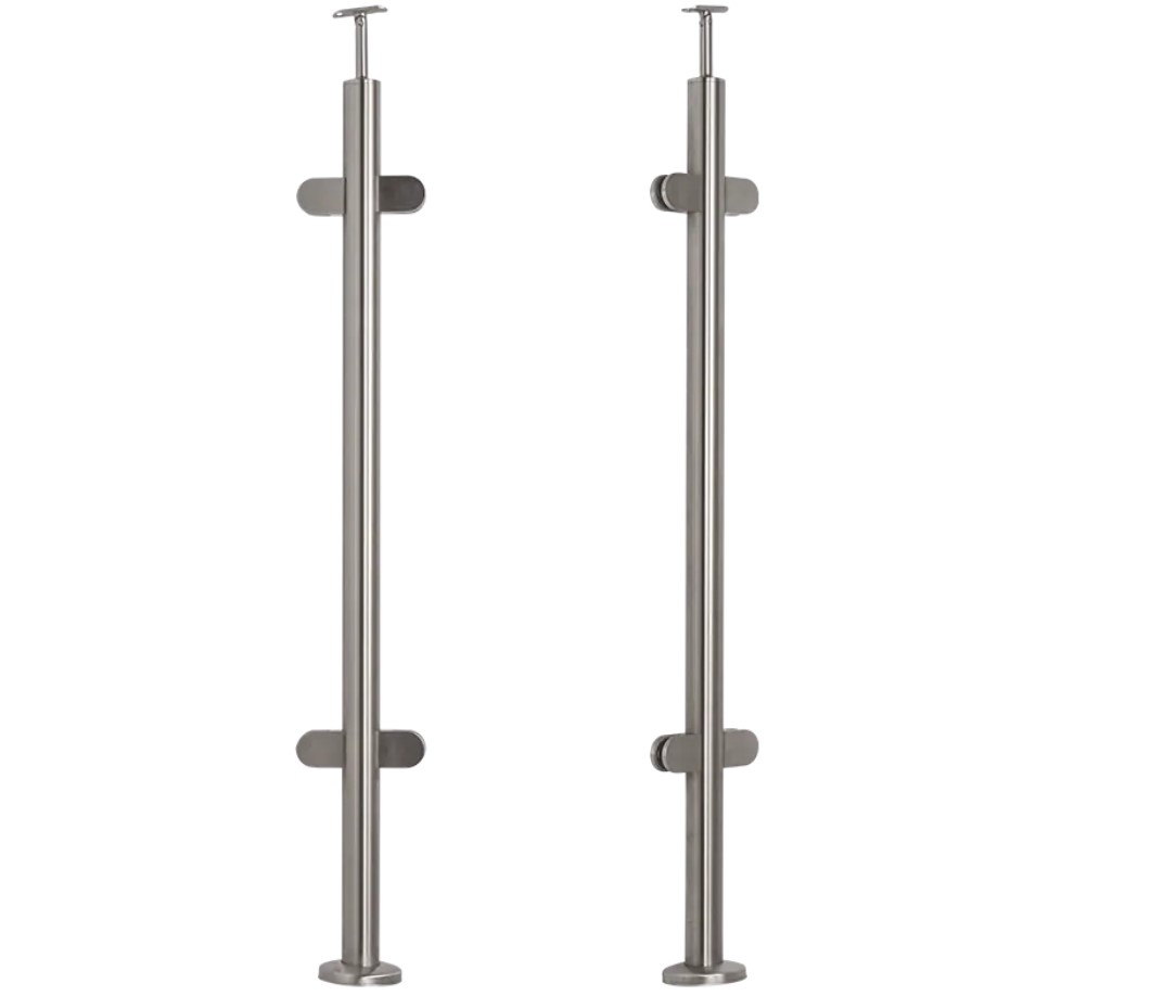 Rustfri stål Mellem stolpe med glasbeslag Topmontering