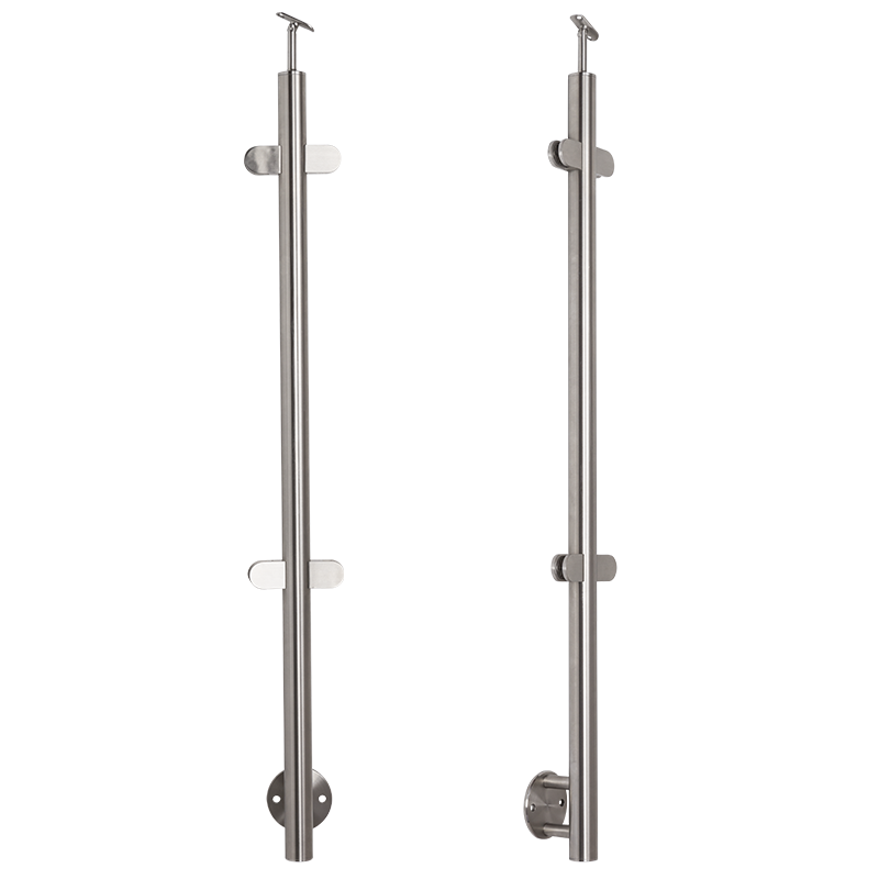 Rustfri stål mellem-stolpe med glasbeslag sidemontering