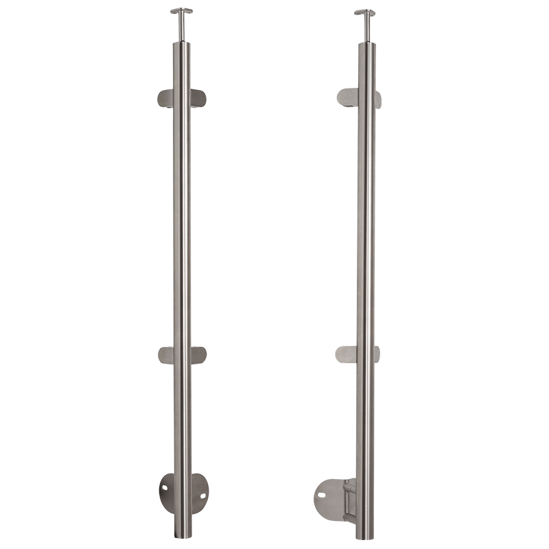 Rustfri stål Hjørne-stolpe med glasbeslag sidemontering