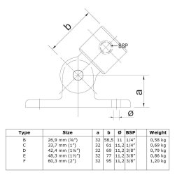 169 Led-hngsel med beslag Clamps / galvaniseret rr