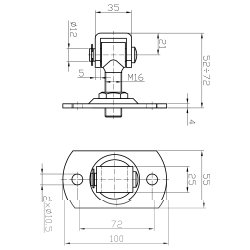 Svejsehngsel havelge med M16 galvaniseret plade