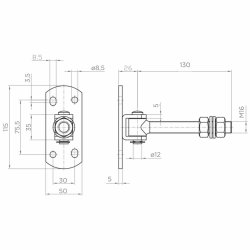 Galvaniseret justerbar havelge hngsel M16