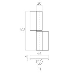Svejsehngsel med beslag til smedejernsport