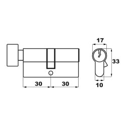 Lsecylinder til Lsekasse Sort med vrider