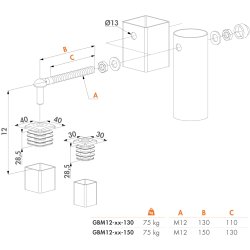 Locinox havelge hngsler GBM12-40-130 (2 stk.)