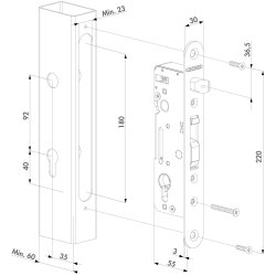 Locinox indbygningsls H-Metal til smedejernslge