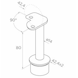 Rustfri 90gr. holder til hndliste  AISI304