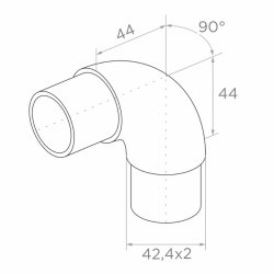 Rustfri stl 90 gr. bjning til hndliste AISI304