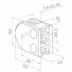Rustfri stl Hjre Sidestolpe med glasbeslag sidemontering