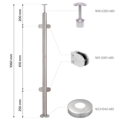 Rustfri stl Hjrne stolpe med glasbeslag Topmontering