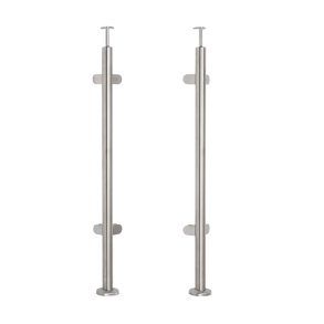 Rustfri stl Hjrne stolpe med glasbeslag Topmontering