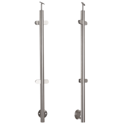 Rustfri stl mellem-stolpe med glasbeslag sidemontering