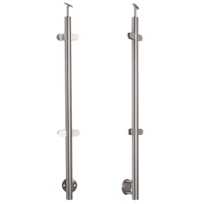 Rustfri st�l mellem-stolpe med glasbeslag sidemontering