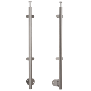 Rustfri st�l Hj�rne-stolpe med glasbeslag sidemontering